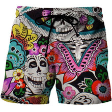 Laden Sie das Bild in den Galerie-Viewer, Mens 3D Skull Graphic Printed Beach Shorts/Boardshorts