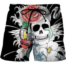 Carica l&#39;immagine nel visualizzatore di Gallery, Mens 3D Skull Graphic Printed Beach Shorts/Boardshorts