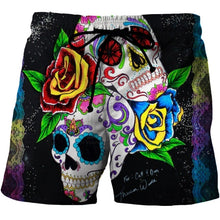 Charger l&#39;image dans la galerie, Mens 3D Skull Graphic Printed Beach Shorts/Boardshorts