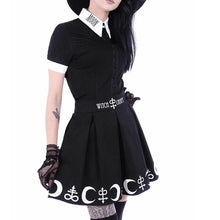 Laden Sie das Bild in den Galerie-Viewer, Womens Punk Rock Gothic Black Witchy Printed Tops &amp; Skirts