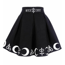 Cargar imagen en el visor de la galería, Womens Punk Rock Gothic Black Witchy Printed Tops &amp; Skirts