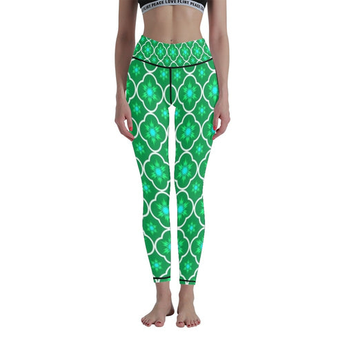 Ladies Emerald Green Starburst Patterned Leggings