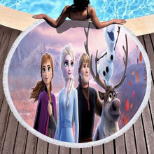 Load image into Gallery viewer, Disneys Frozen - Kids Assorted Designs Beach Towels With Tassel - 150cm Round