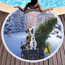 Cargar imagen en el visor de la galería, Disneys Frozen - Kids Assorted Designs Beach Towels With Tassel - 150cm Round