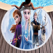 Cargar imagen en el visor de la galería, Disneys Frozen - Kids Assorted Designs Beach Towels With Tassel - 150cm Round