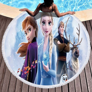 Disneys Frozen - Kids Assorted Designs Beach Towels With Tassel - 150cm Round
