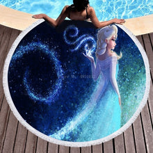 Carica l&#39;immagine nel visualizzatore di Gallery, Disneys Frozen - Kids Assorted Designs Beach Towels With Tassel - 150cm Round