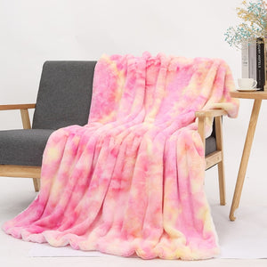 Soft Fluffy Pastel Rainbow Tie-Dye Throw Blankets