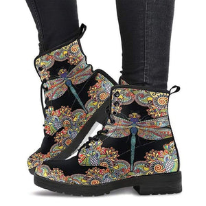 Womens Dragonfly Henna Handcrafted Ankle Boots
