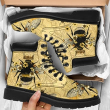 Load image into Gallery viewer, Ladies Flowers &amp; Bees Designed Fashion Printed Lace-Up Boots