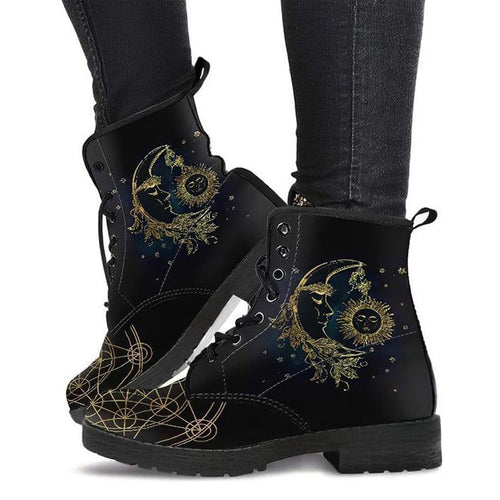 Womens Sun/Moon/Halloween Fashion Lace-Up Boots