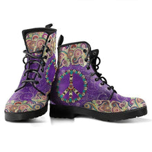 Laden Sie das Bild in den Galerie-Viewer, Ladies Peace Mandala Purple Lace-up Boots