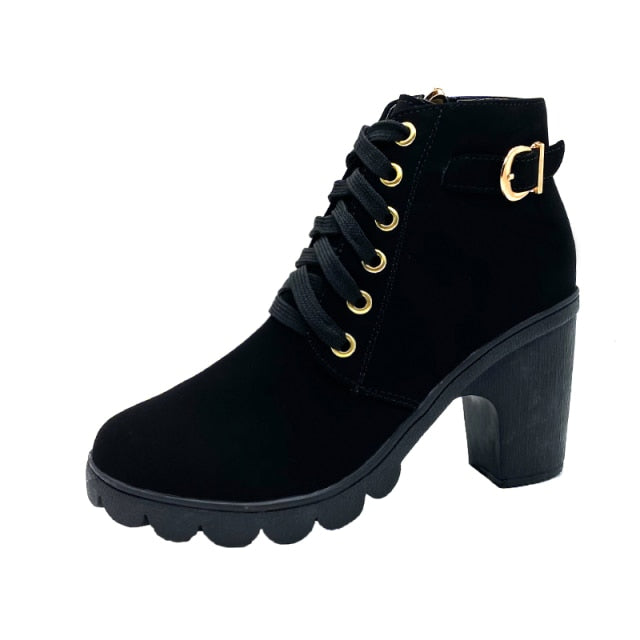 Womens Autumn/Winter Fashion Lace-Up Boots With Thick Sole