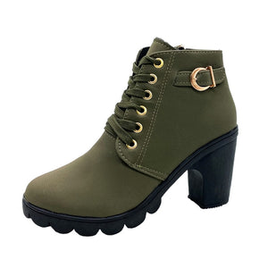 Womens Autumn/Winter Fashion Lace-Up Boots With Thick Sole