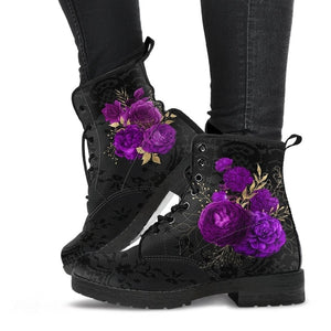 Womens Assorted Roses Printed Fashion Lace-Up Boots
