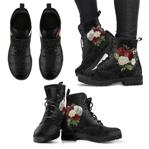 Womens Assorted Roses Printed Fashion Lace-Up Boots