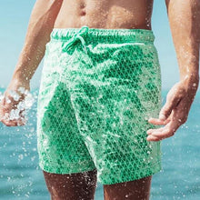 Laden Sie das Bild in den Galerie-Viewer, Mens Patterned Colour Changing Quick Drying Beach Shorts