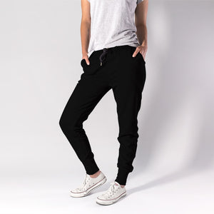 Womens New Style Streetwear Solid Black Joggers With Pockets