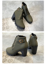 Charger l&#39;image dans la galerie, Womens Autumn/Winter Fashion Lace-Up Boots With Thick Sole