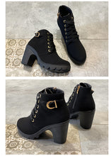 Load image into Gallery viewer, Womens Autumn/Winter Fashion Lace-Up Boots With Thick Sole