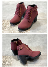 Cargar imagen en el visor de la galería, Womens Autumn/Winter Fashion Lace-Up Boots With Thick Sole