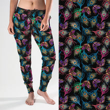 Load image into Gallery viewer, Ladies 2021 New Style Streetwear Joggers - Colourful Peacock Feathers &amp; Butterflies Print
