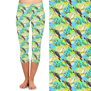 Ladies Gorgeous Birds Printed Capri Leggings