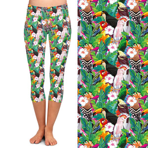 Ladies Gorgeous Birds Printed Capri Leggings