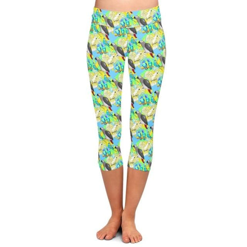 Ladies Gorgeous Birds Printed Capri Leggings