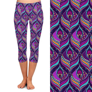 Ladies Gorgeous Assorted Mandalas & Multicoloured Printed Capri Leggings