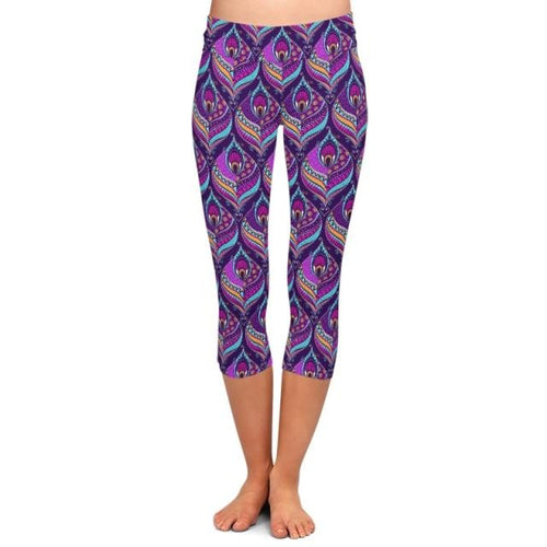 Ladies Gorgeous Assorted Mandalas & Multicoloured Printed Capri Leggings