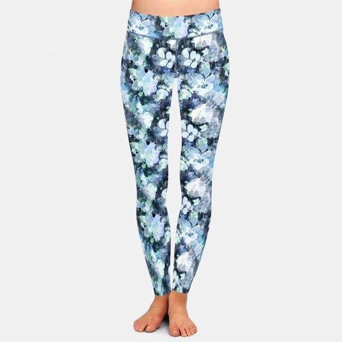 Ladies New Abstract Plants Printed Leggings