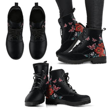 Cargar imagen en el visor de la galería, Womens Lovely Floral Design Printed Lace-Up Boots