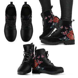 Womens Lovely Floral Design Printed Lace-Up Boots