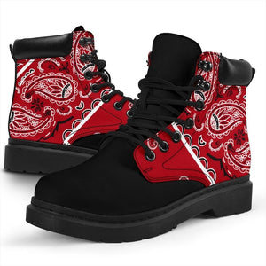 Womens Custom Design Red Paisley Fashion Boots