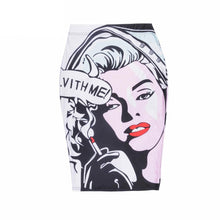 Charger l&#39;image dans la galerie, Womens Casual/Office Comic Printed Stretch Pencil Skirts
