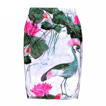 Laden Sie das Bild in den Galerie-Viewer, Womens Casual/Office Beautiful Lotus Printed Stretch Pencil Skirts