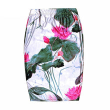 Cargar imagen en el visor de la galería, Womens Casual/Office Beautiful Lotus Printed Stretch Pencil Skirts