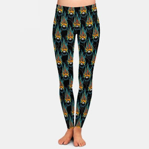 Ladies 3D Assorted Flaming Balls Printed Leggings