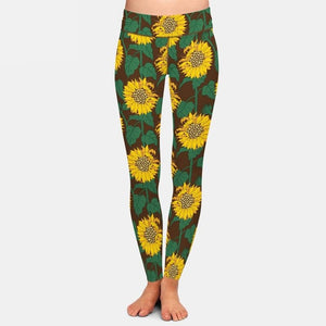 Ladies Large Sunflowers Printed Leggings