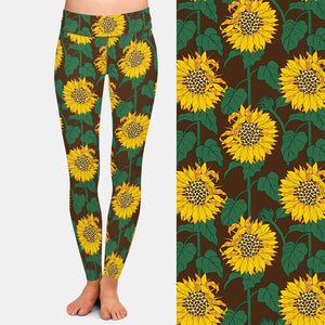 Ladies Large Sunflowers Printed Leggings