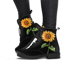 Womens Beautiful Sunflower Printed Fashion Ankle Boots