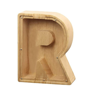 Wooden Letter Personalised Piggy Banks (O-Z) - With Decorative Letters