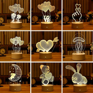 Romantic Soft Glow Love 3D Acrylic LED Bedside Lamp