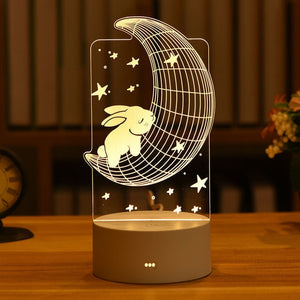 Romantic Soft Glow Love 3D Acrylic LED Bedside Lamp