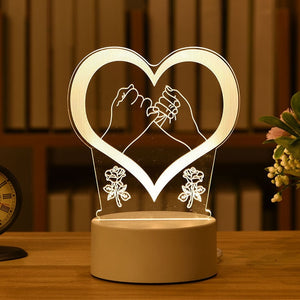 Romantic Soft Glow Love 3D Acrylic LED Bedside Lamp