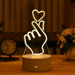 Romantic Soft Glow Love 3D Acrylic LED Bedside Lamp