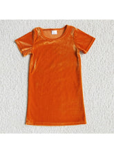Charger l&#39;image dans la galerie, Kids Straight Solid Colour Velvet O-Neck Dress