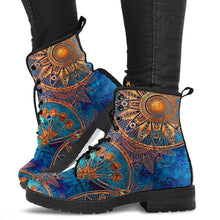 Charger l&#39;image dans la galerie, Womens Lovely Blue &amp; Gold Exotic Fashion Printed Boots