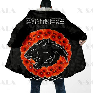 Assorted Anzac Day Indigenous Printed NRL Duffle Hooded Cloaks - Panthers & Rabbitohs